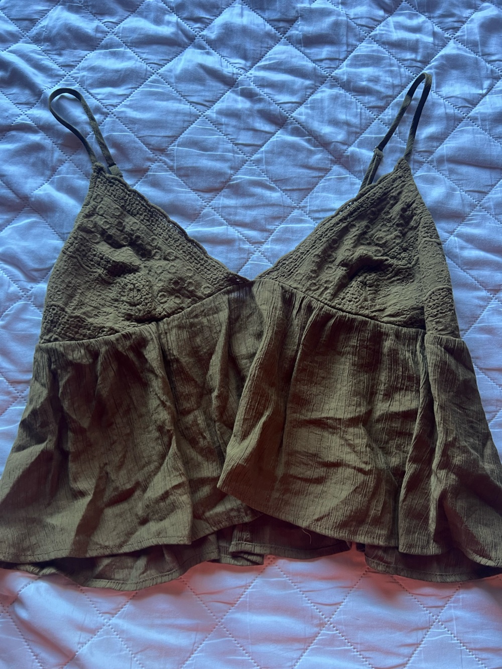 Cider Olive green Textured Eyelet Cami